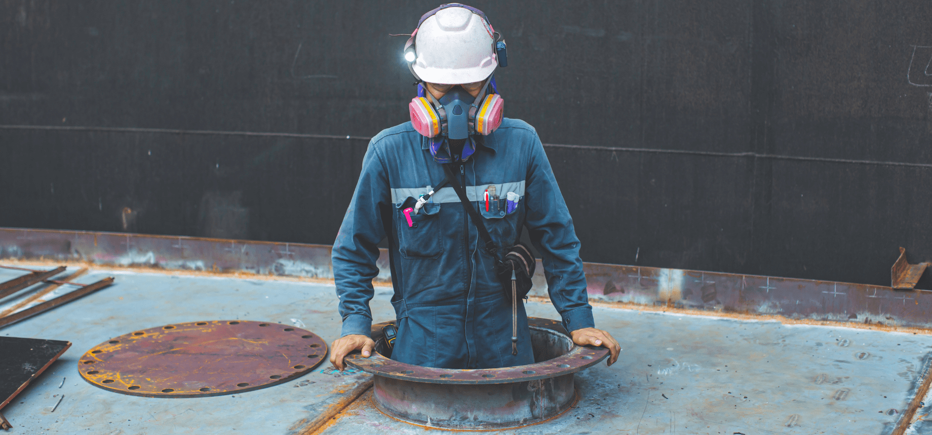 An engineer in gear doing inspections